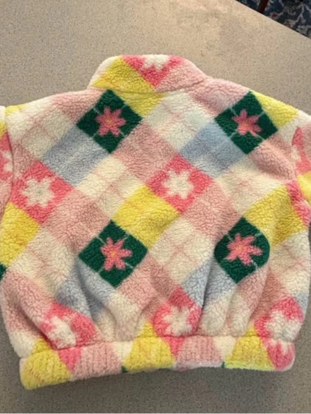 Girls' Pastel Patchwork Sherpa Jacket - Pink Multi